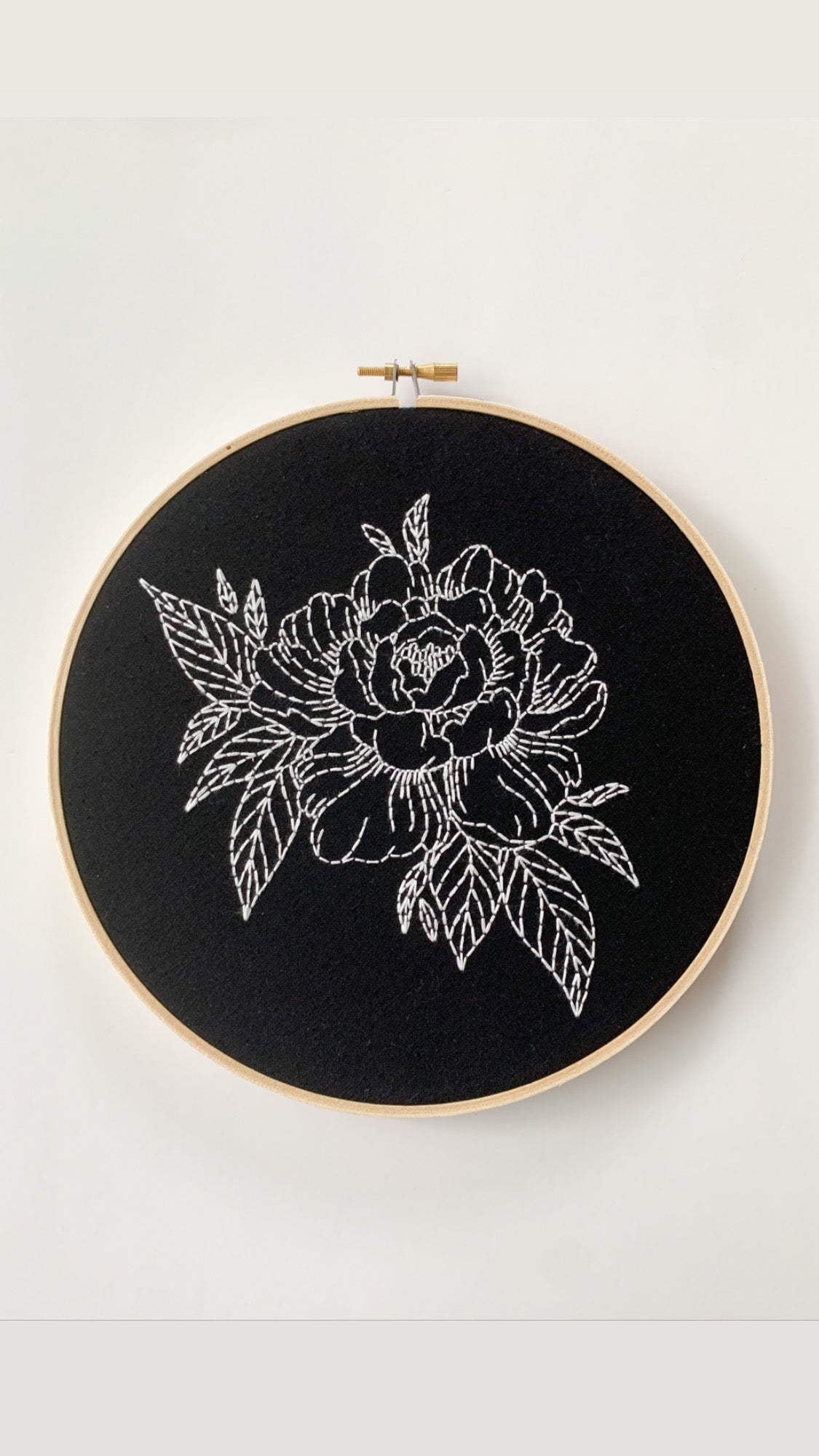 Peony flower embroidery hoop art
